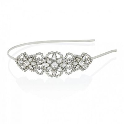 Silver crystal floral headband